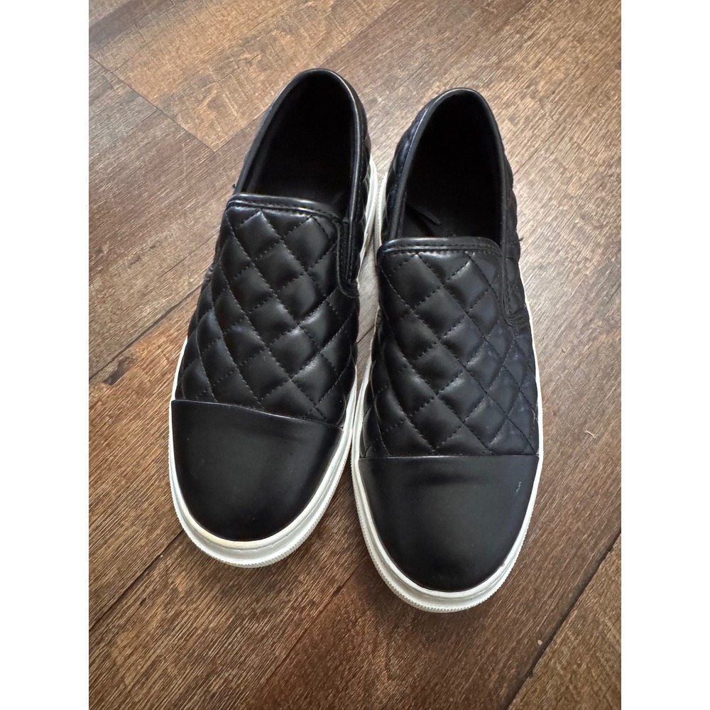 Steve Madden Quilted Platform Slip On Sneakers Black Women's Size 5